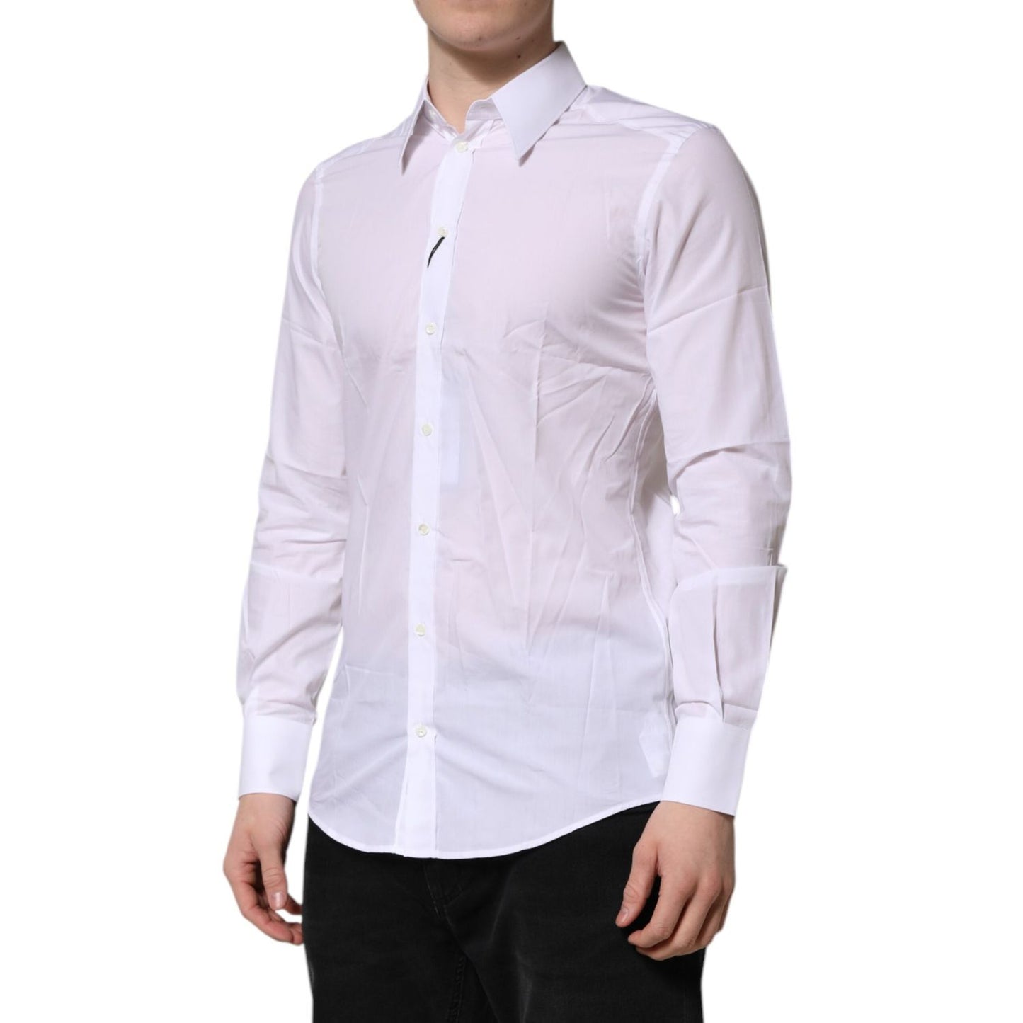 Dolce & Gabbana White MARTINI Long Sleeves Dress Formal Shirt TSH906868-38