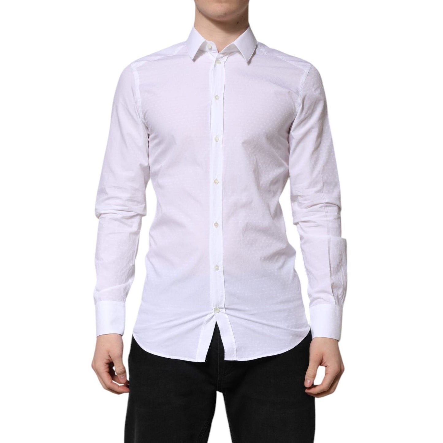 Dolce & Gabbana White GOLD Long Sleeve Dress Men Formal Shirt TSH906880-39