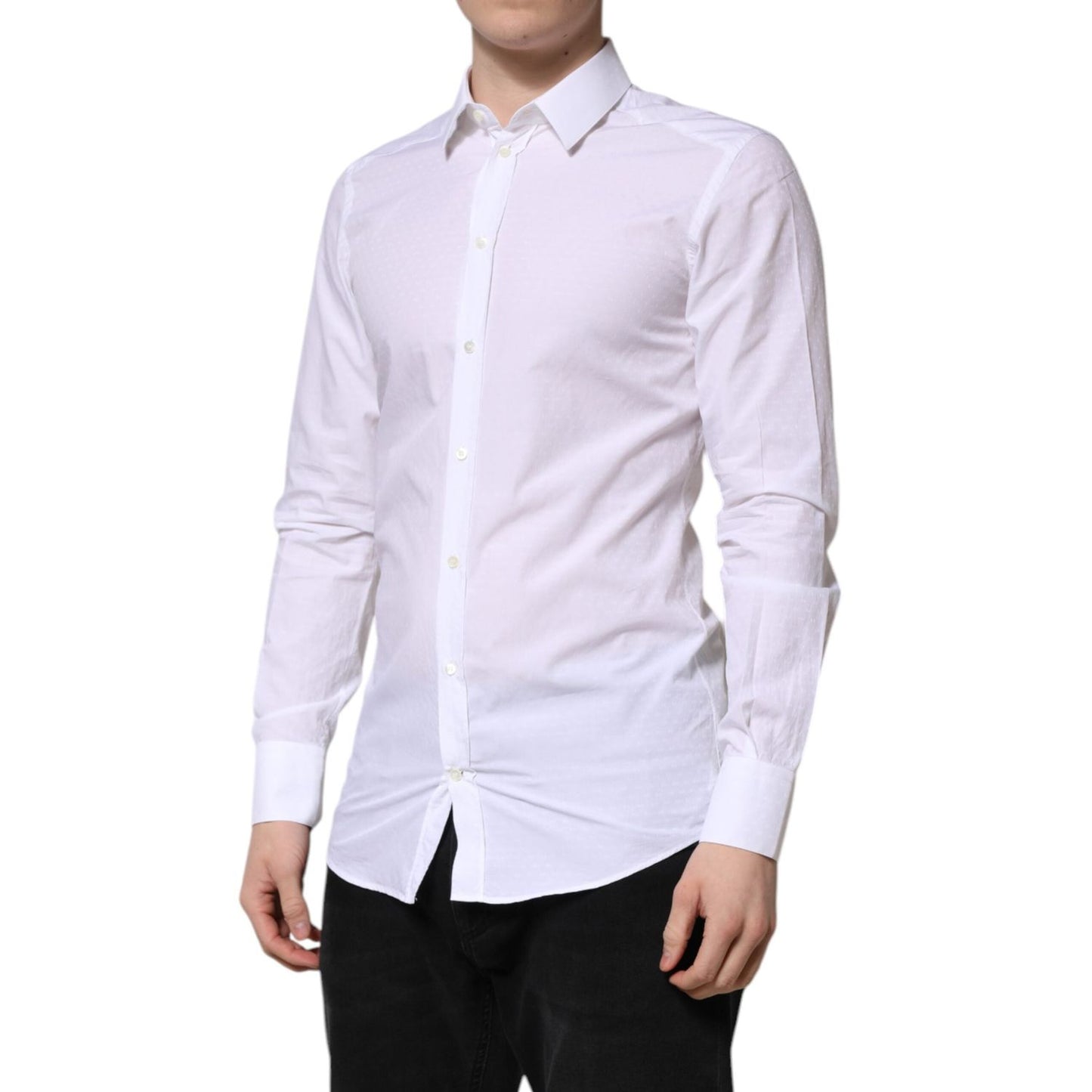 Dolce & Gabbana White GOLD Long Sleeve Dress Men Formal Shirt TSH906880-39