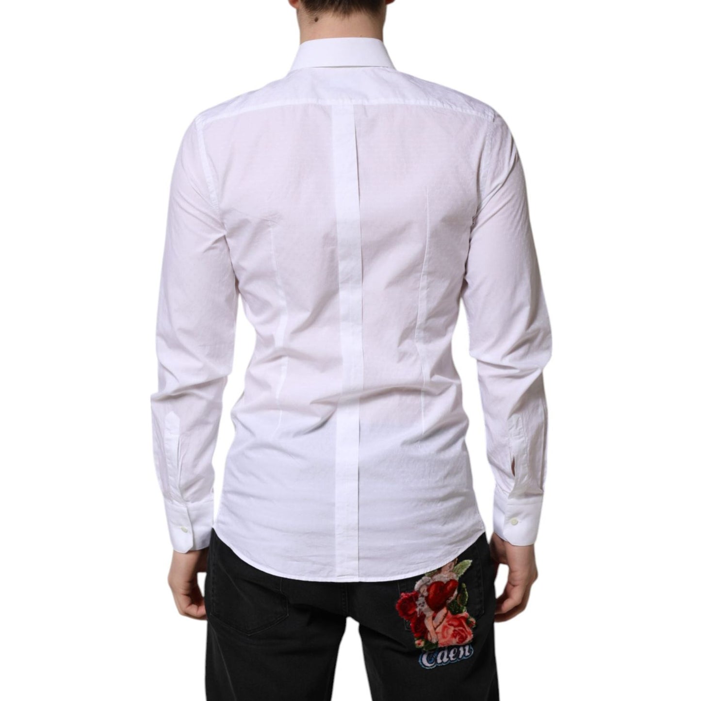 Dolce & Gabbana White GOLD Long Sleeve Dress Men Formal Shirt TSH906880-39