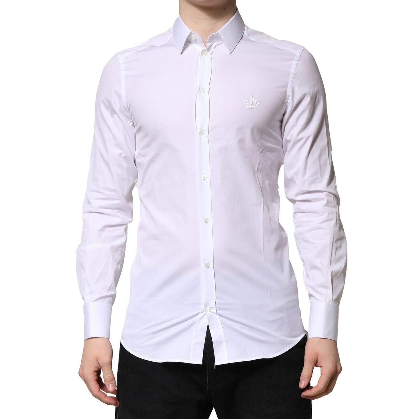 Dolce & Gabbana White GOLD Cotton Long Sleeves Men Formal Shirt TSH906897-41