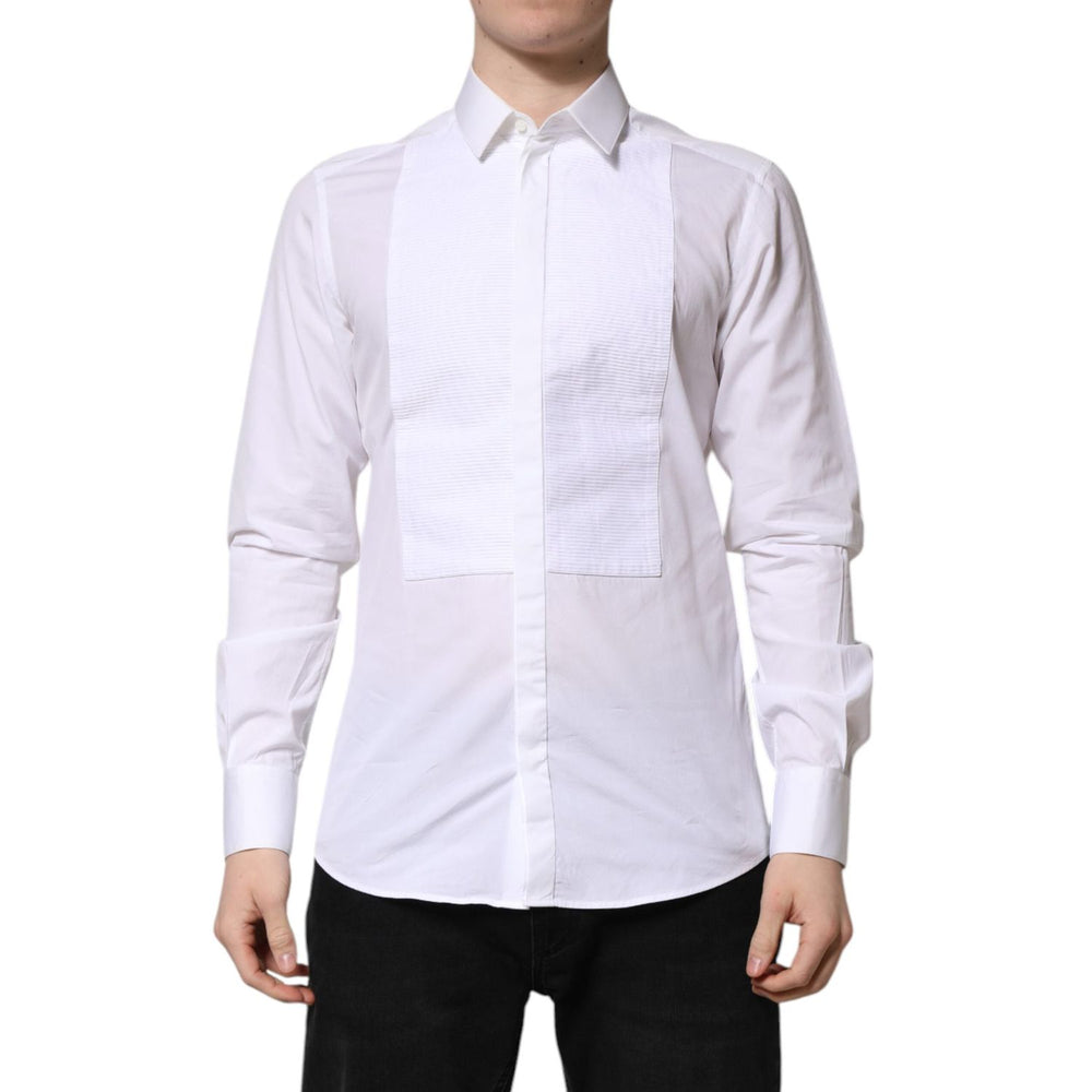 Dolce & Gabbana White GOLD Cotton Bib Dress Formal Shirt TSH906900-40