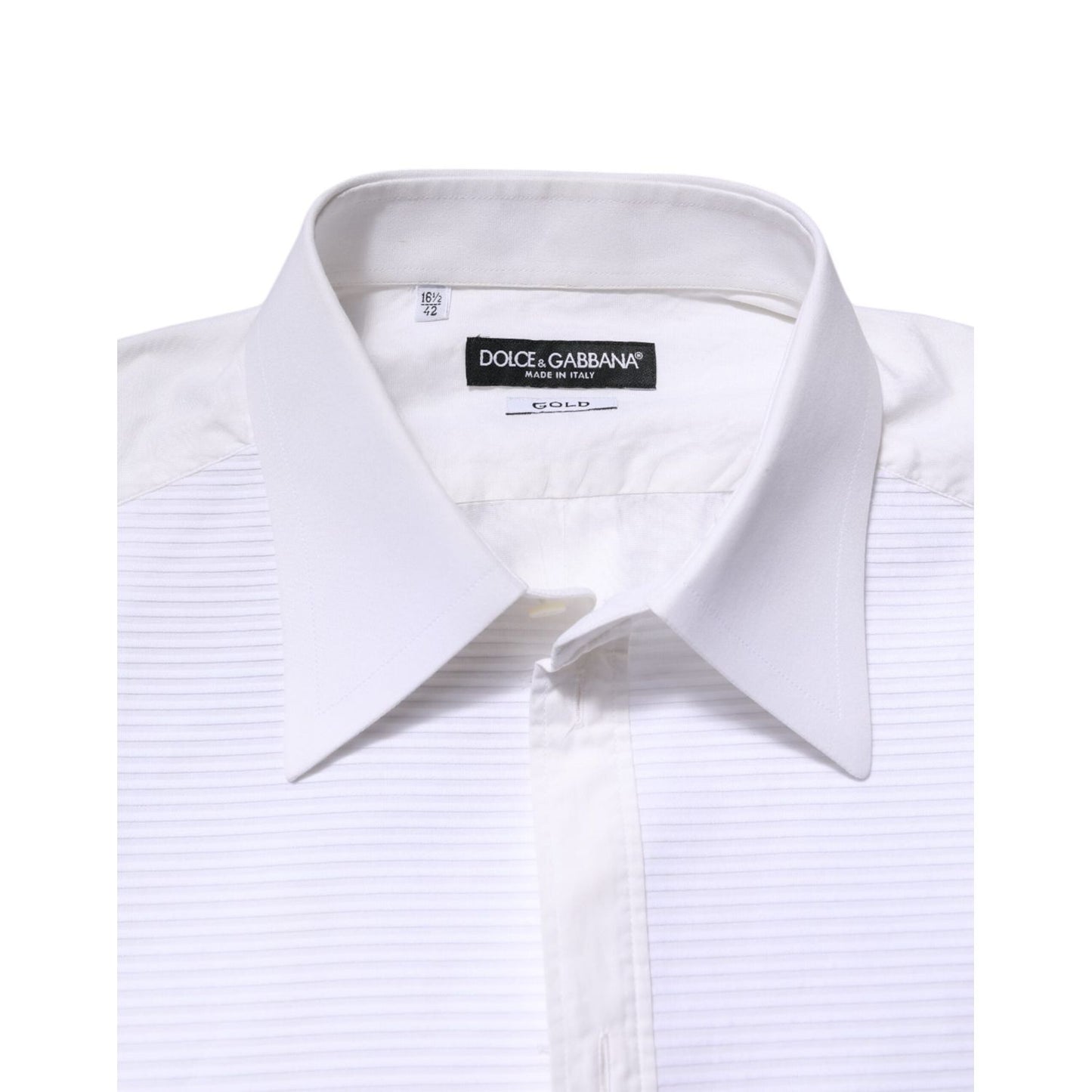 Dolce & Gabbana White GOLD Cotton Long Sleeves Formal Shirt TSH906903-42