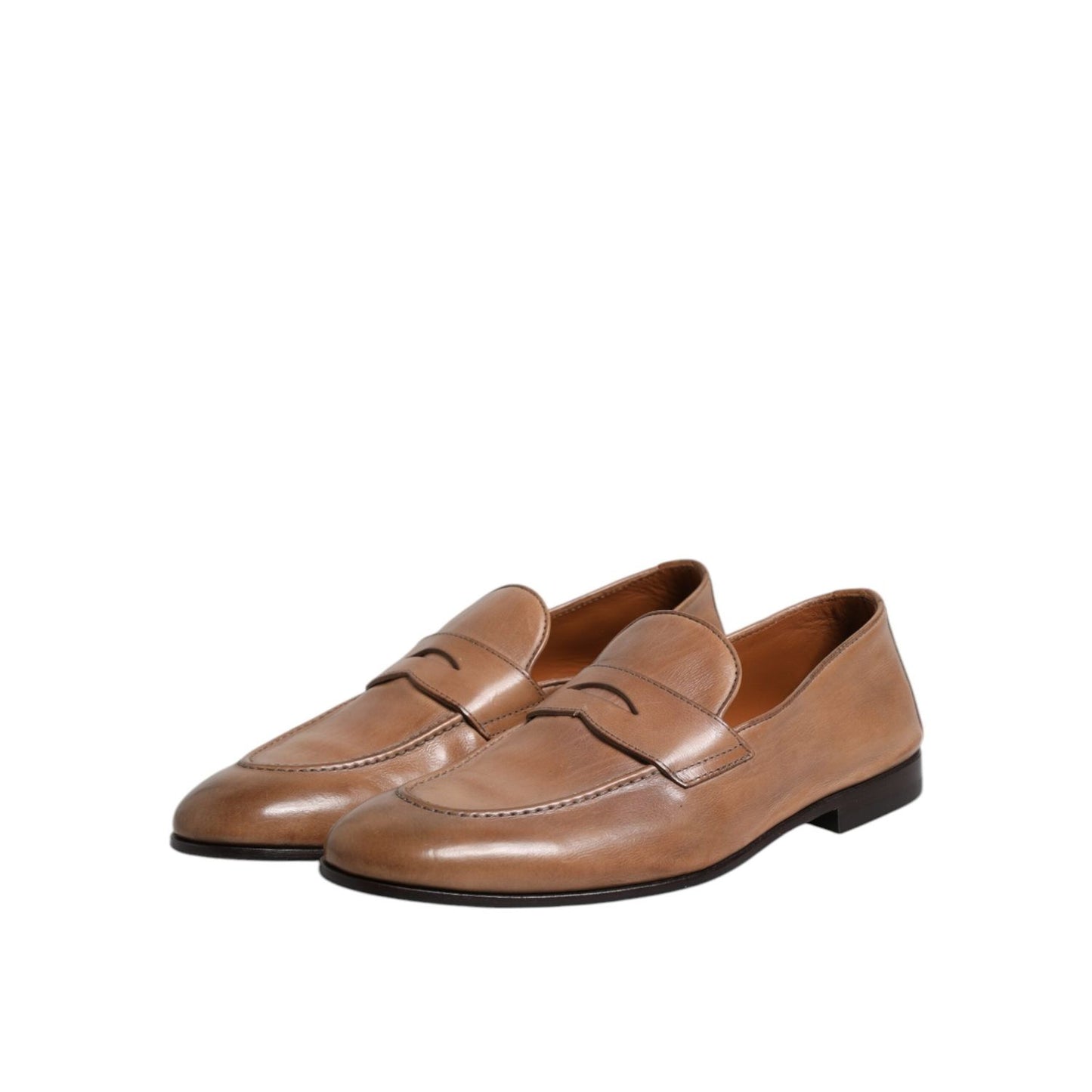 Brunello Cucinelli Brown Leather Loafer Dress Formal Shoes MV7268-43