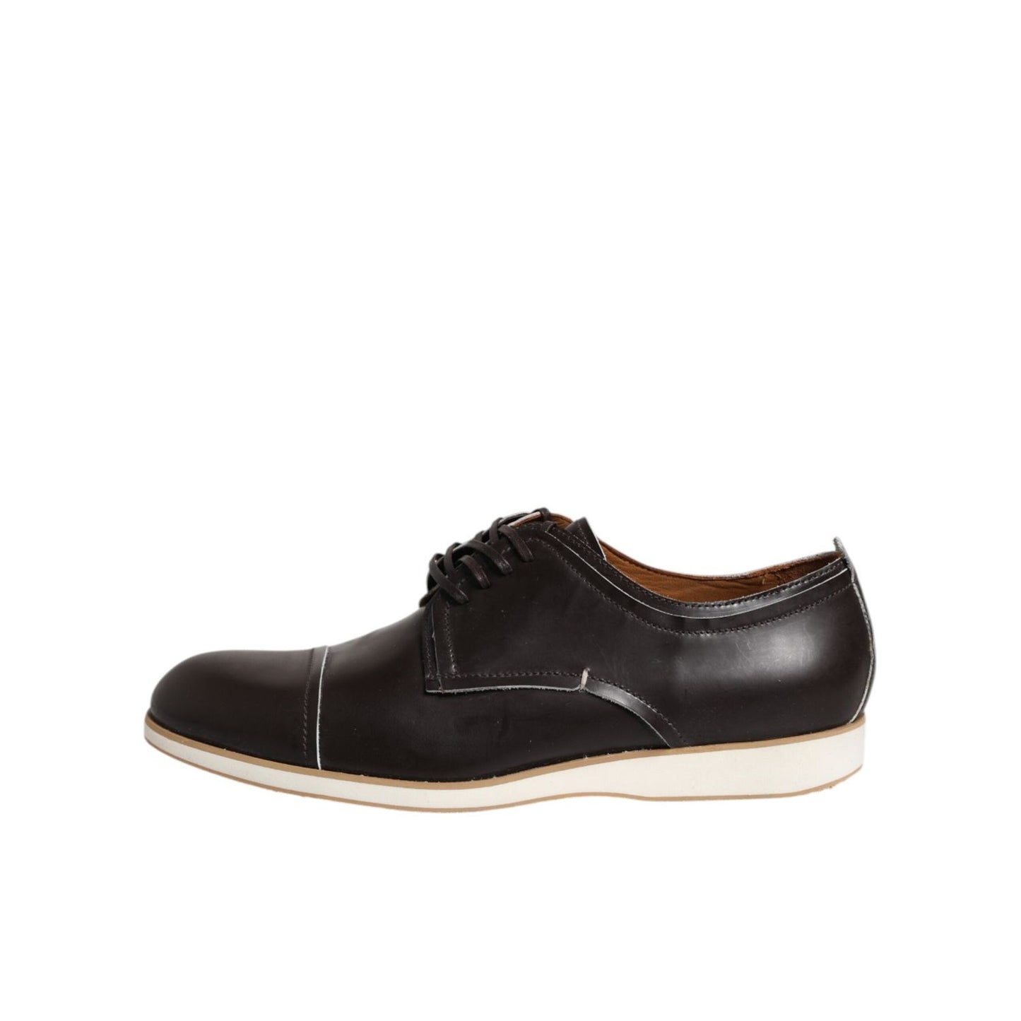 Pollini Dark Brown Leather Derby Lace Up Dress Formal Shoes MV7274-45