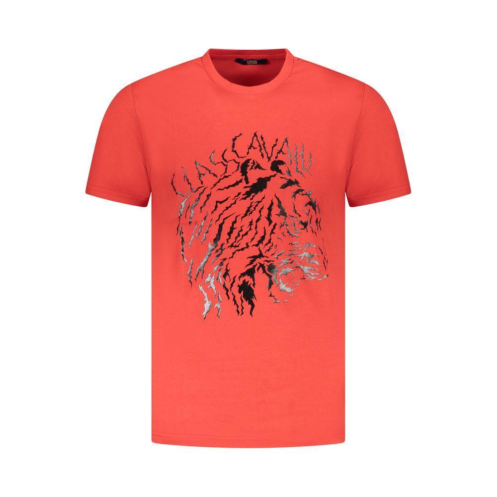 Cavalli Class Red Cotton Men T-Shirt CA-36677-M