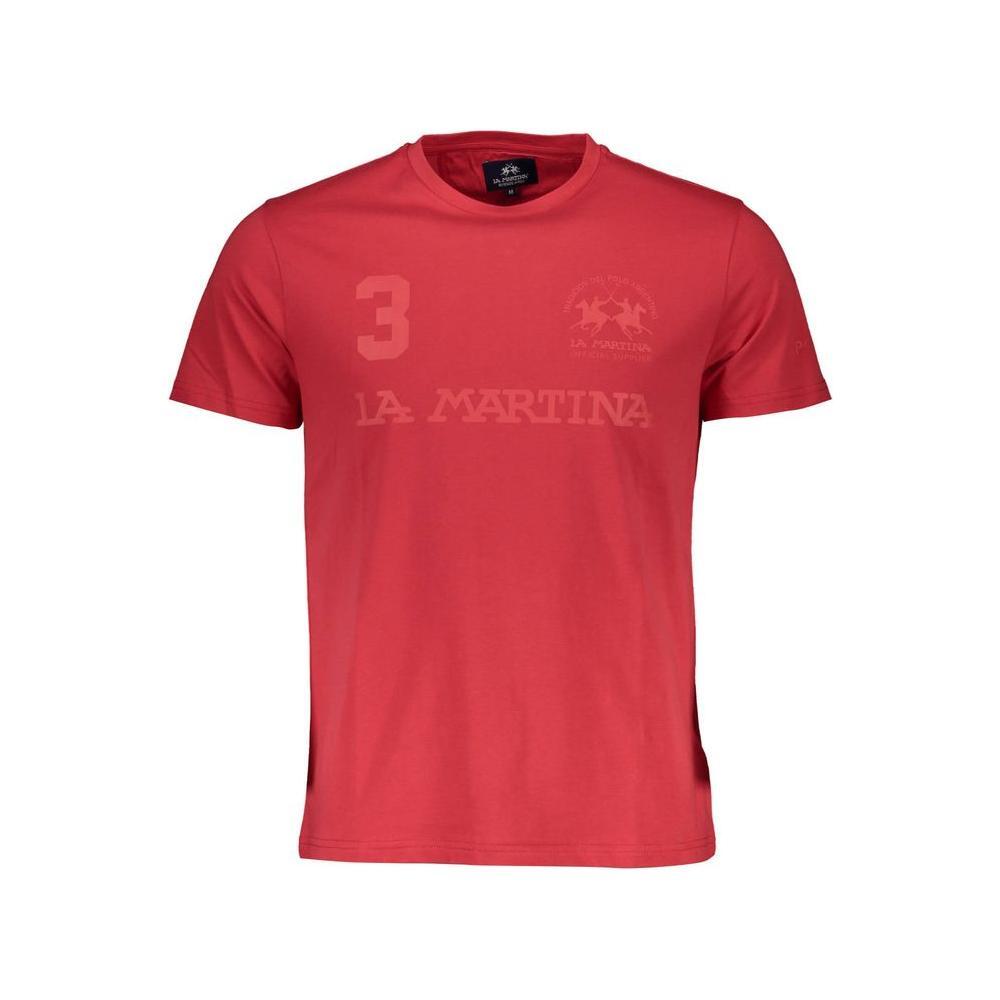 La Martina Red Cotton Men T-Shirt LA-36826-XL