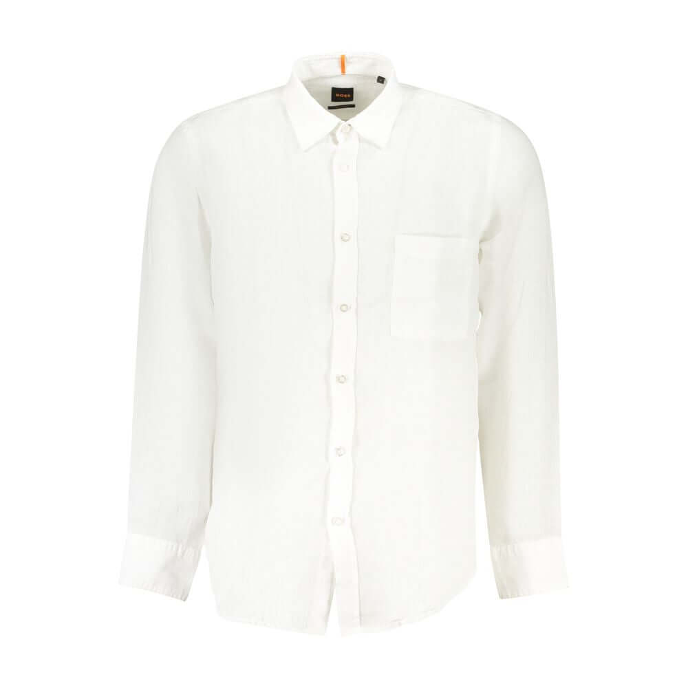 Hugo Boss White Linen Men Shirt BO-38291-M