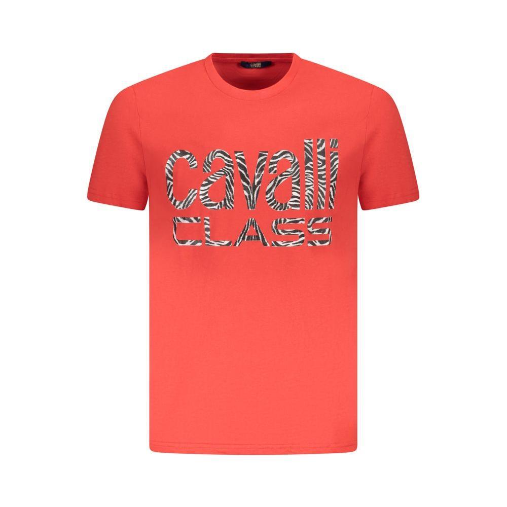 Cavalli Class Red Cotton Men T-Shirt CA-36687-M