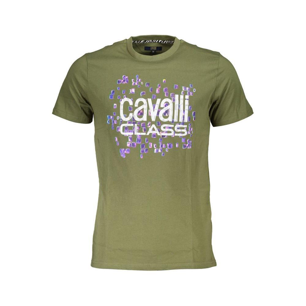 Cavalli Class Green Cotton Men T-Shirt CA-36819-L