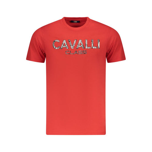 Cavalli Class Red Cotton Men T-Shirt CA-36639-M