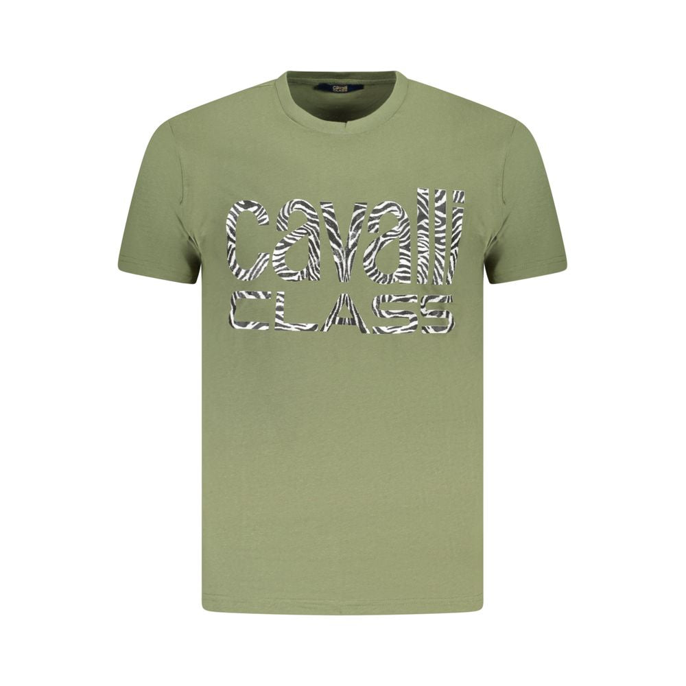 Cavalli Class Green Cotton Men T-Shirt CA-36705-M