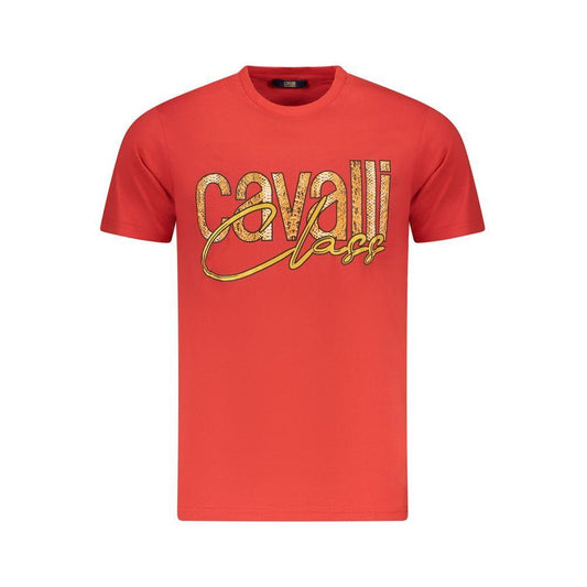 Cavalli Class Red Cotton Men T-Shirt CA-36642-M