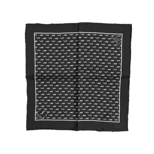 Dolce & Gabbana Black Sea Horse Silk Square Men Foulard Scarf