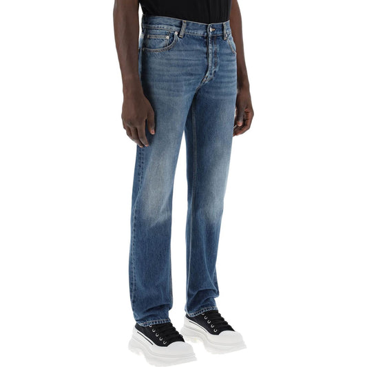 Alexander Mcqueen straight leg jeans with faux pocket on the back. Jeans Alexander Mcqueen Dark Slate Gray
