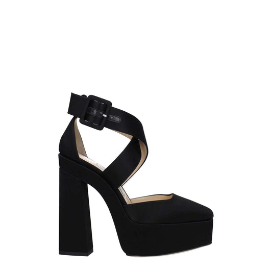 Jimmy Choo Black Satin Platform Sandals 1728,75667636384,Black,EU39.5/US9.5,EU41/US11,Jimmy Choo,New with tags,Platforms - Sandals - Shoes,Sandals - Shoes,Shoes,Women