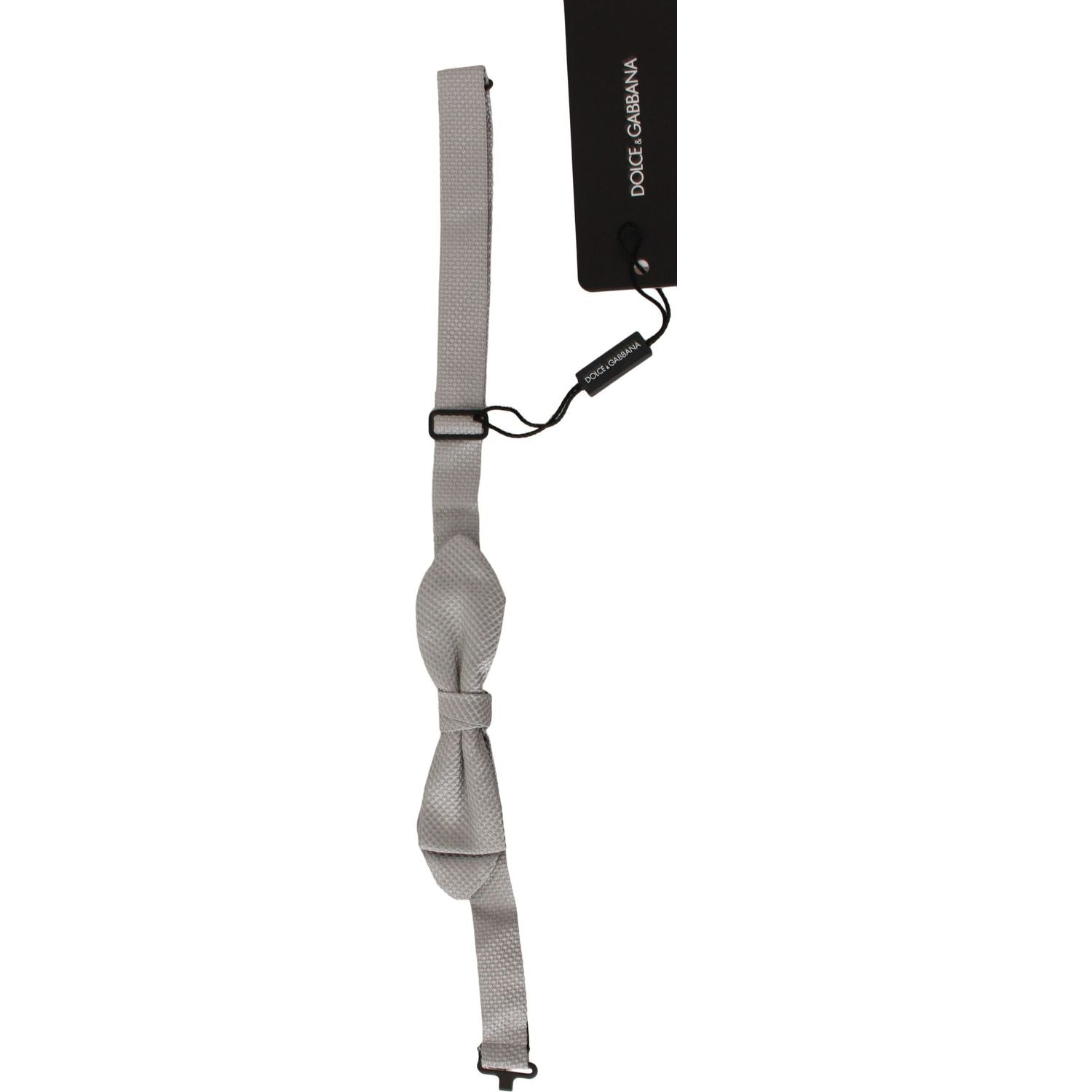 Dolce & Gabbana Gray 100% Silk Faille Adjustable Neck Bow Tie Papillon