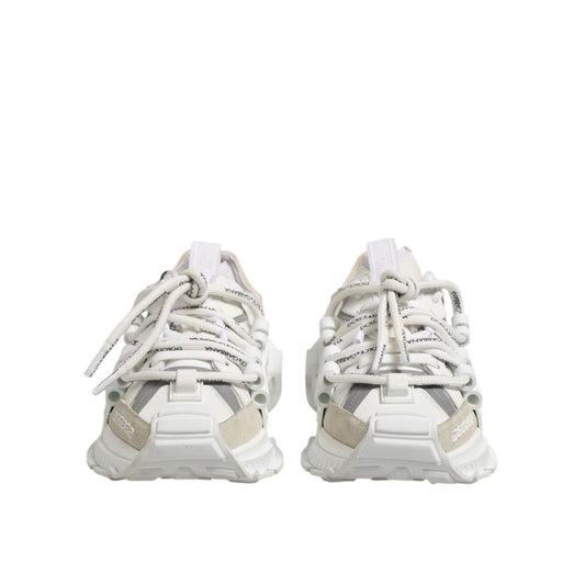 Dolce & Gabbana White Silver Low Top SPACE Men Sneakers Shoes