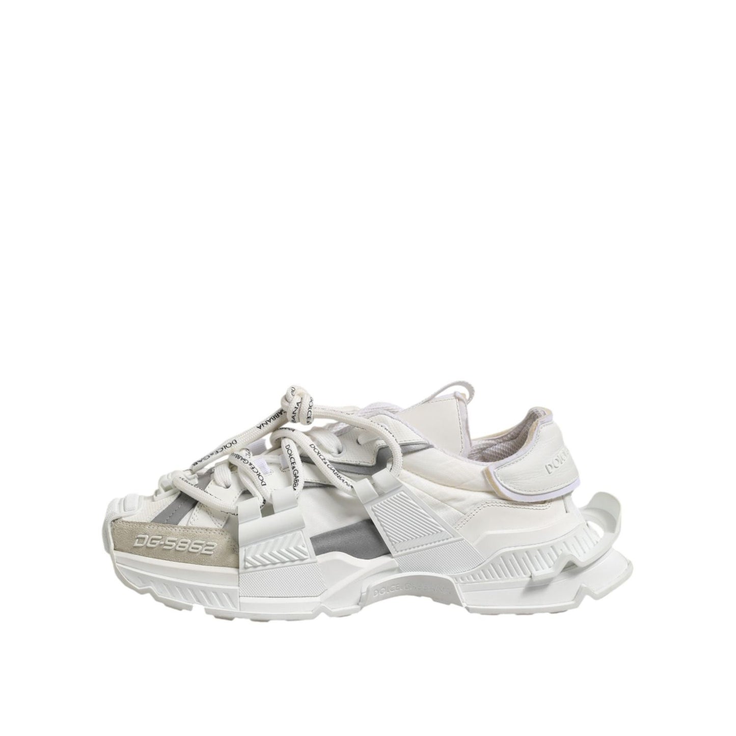 Dolce & Gabbana White Silver Low Top SPACE Men Sneakers Shoes