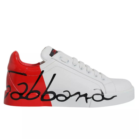 Dolce & Gabbana White Red Portofino Low Top Sneakers Shoes MV2222-41.5