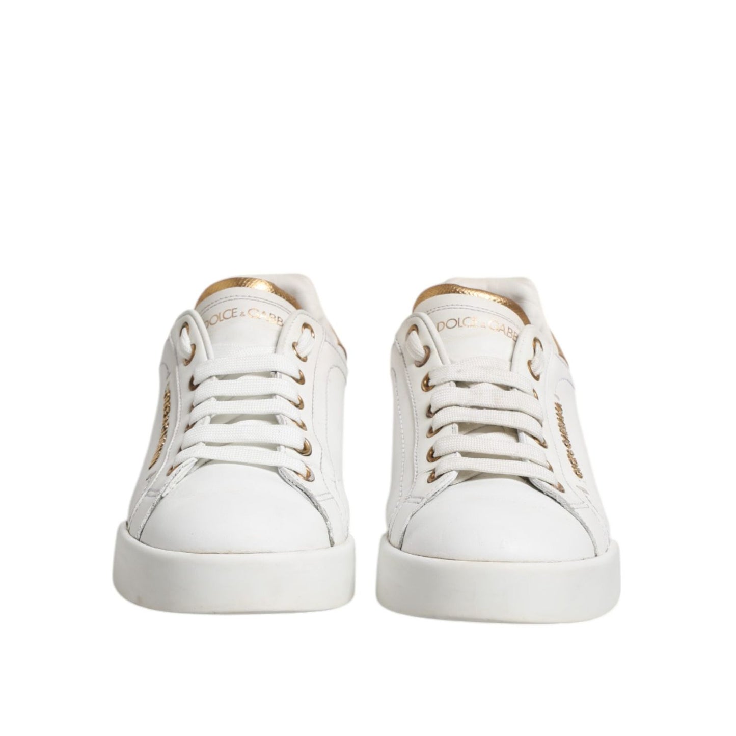 Dolce & Gabbana White Leather Low Top Women Sneakers Shoes LA12749-38
