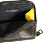 Dolce & Gabbana Brown Leather Logo Plaque Card Holder Coin Purse Wallet SMY11225