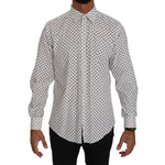 Dolce & Gabbana White Dotted Dress Formal MARTINI Shirt TSH4076-37
