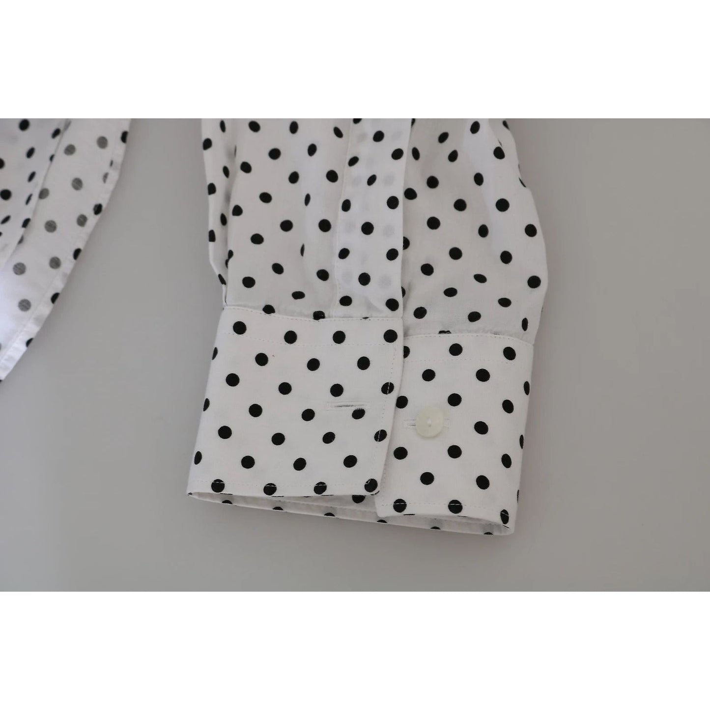 Dolce & Gabbana White Dotted Dress Formal MARTINI Shirt TSH4076-37