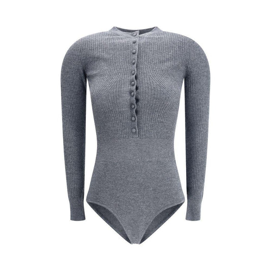 Self-Portrait Long-sleeved wool Bodysuit SE-AW25004TGRGREY-M