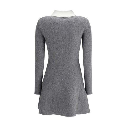 Self-Portrait Mini knit Dress with crochet floral collar SE-AW25010SAGRGREY-M