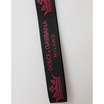 Dolce & Gabbana Black Burgundy Nylon DG Logo Crown Holder Keychain Keyring