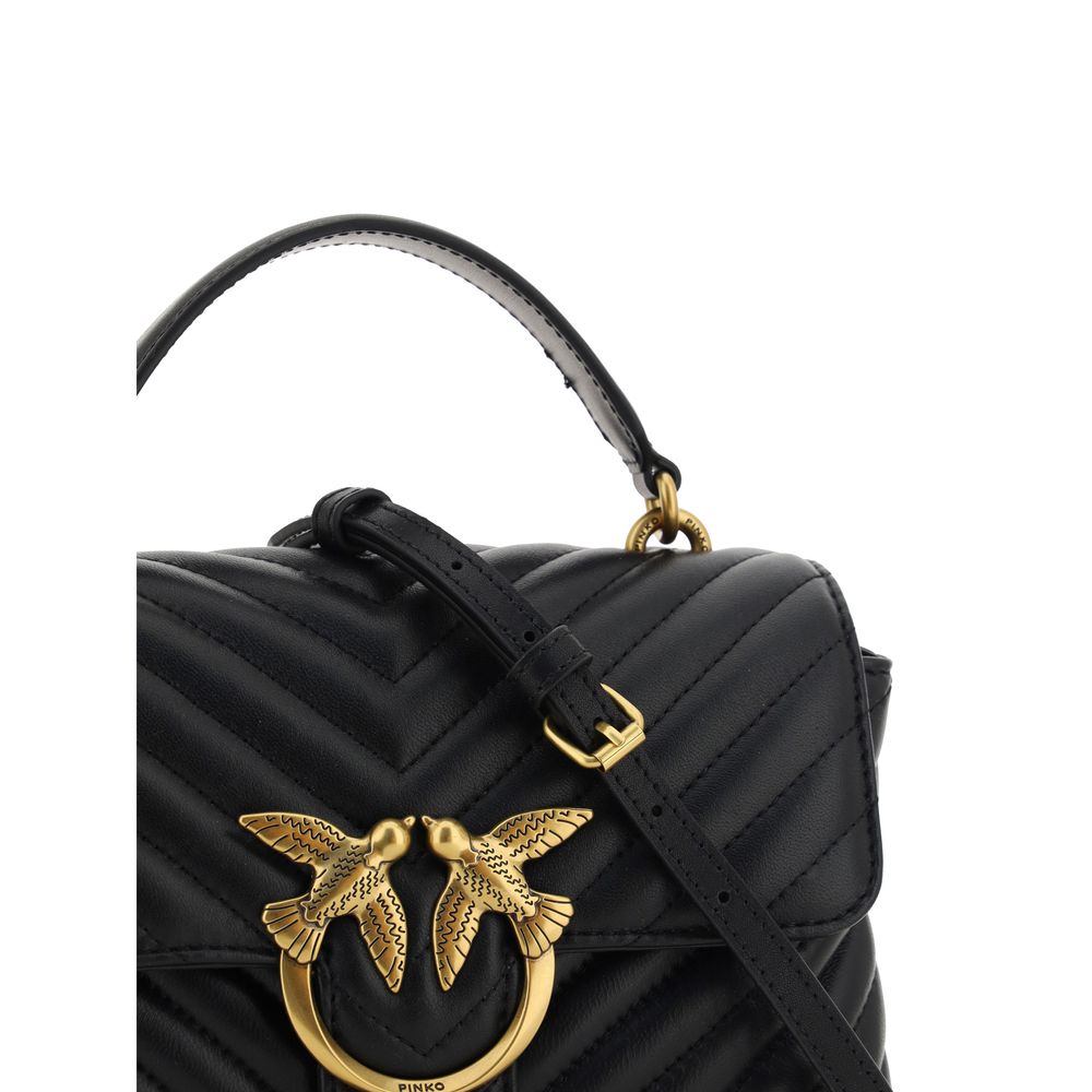 PINKO Black Calf Leather Bos Taurus Handbag