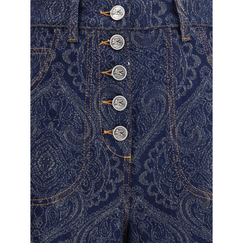 Etro Blue Cotton Flared Jeans