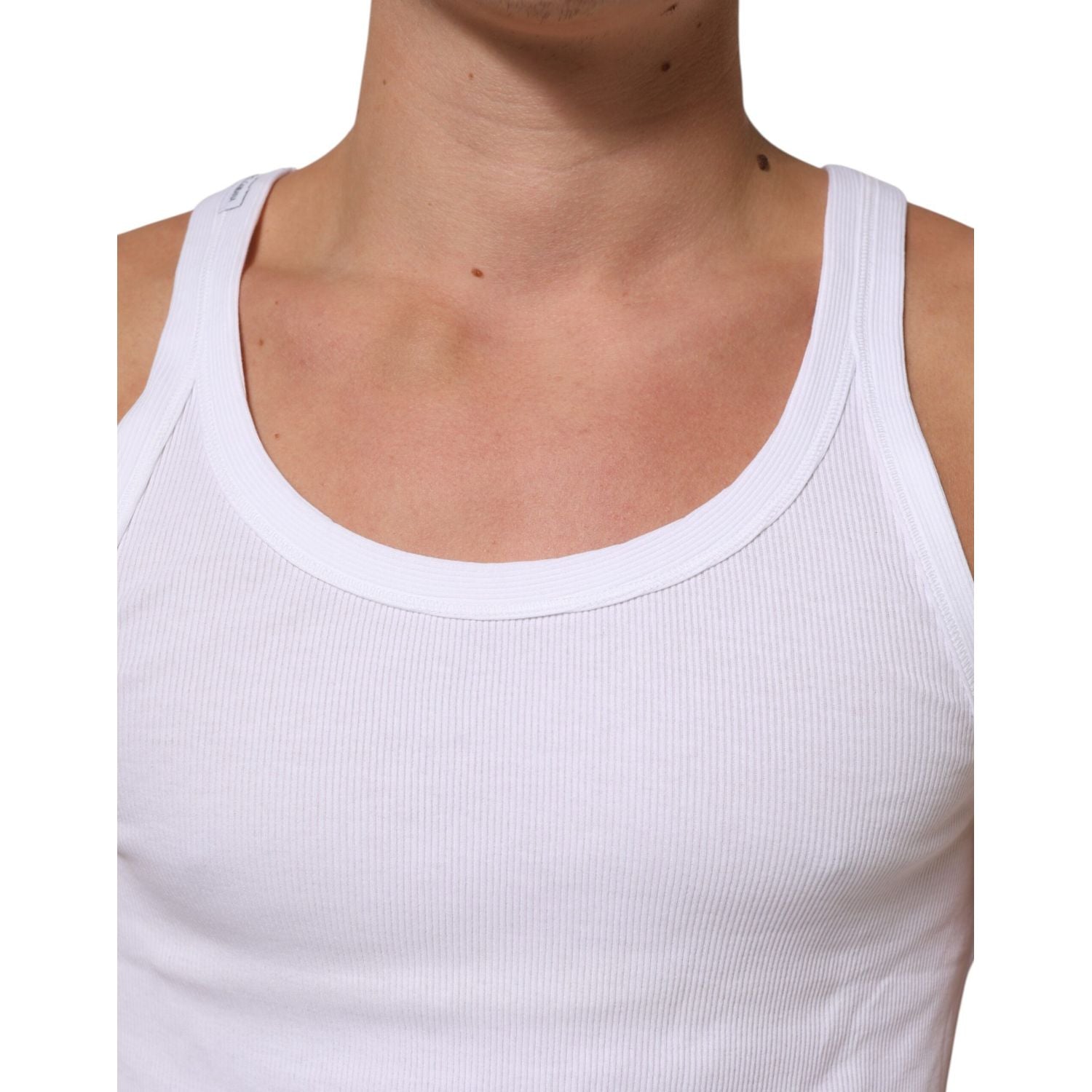 Dolce & Gabbana White Sleeveless Round Neck Tank Top T-shirt