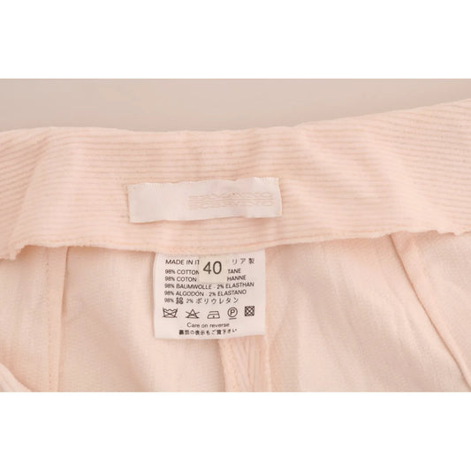 Ermanno Scervino Beige Cotton Stretch Straight Trousers Pants