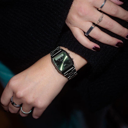 CASIO VINTAGE Mod. EDGY COLLECTION SUNRAY DIAL - GREEN MOSS WATCHES CASIO COLLECTION & VINTAGE Black