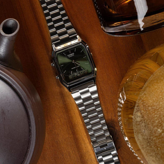 CASIO VINTAGE Mod. EDGY COLLECTION SUNRAY DIAL - GREEN MOSS WATCHES CASIO COLLECTION & VINTAGE Dark Olive Green