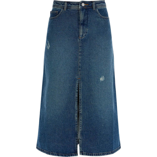 A.P.C. 'georgia denim midi skirt in Skirts A.P.C. Dark Slate Gray