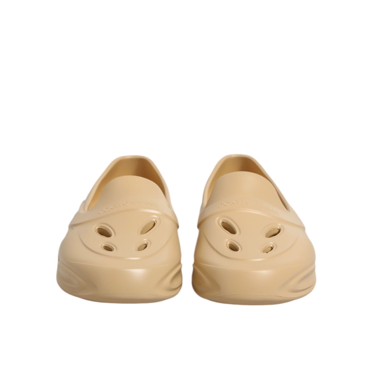 Dolce & Gabbana Beige Rubber Slides Low Top Sneakers Shoes