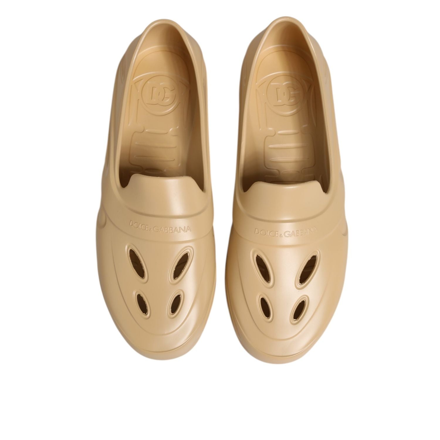 Dolce & Gabbana Beige Rubber Slides Low Top Sneakers Shoes