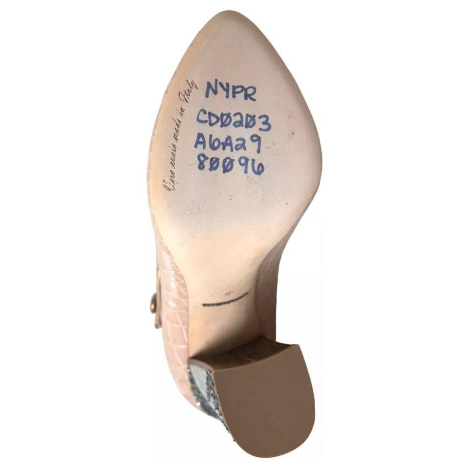 Dolce & Gabbana Beige Leather Mary Janes Embellished Shoes LA10915-39
