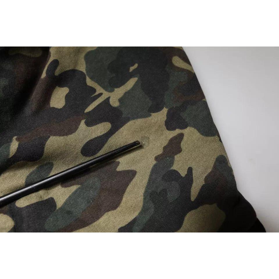 Dolce & Gabbana Black Camouflage Hooded Sweatshirt Sweater TSH87040-44