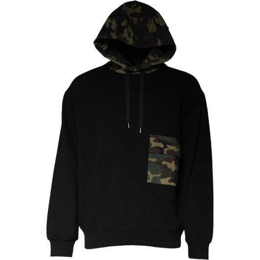 Dolce & Gabbana Black Camouflage Hooded Sweatshirt Sweater TSH87048-48