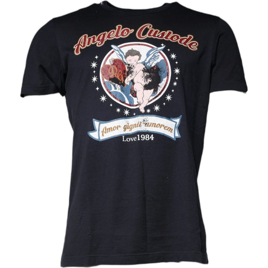 Dolce & Gabbana Black Graphic Print Cotton Crew Neck T-shirt TSH86887-50