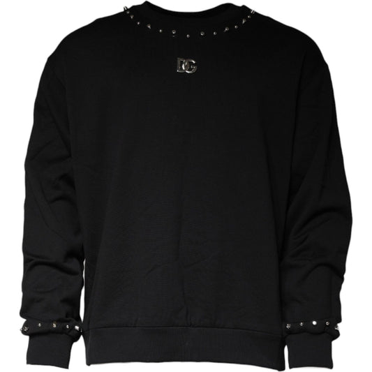 Dolce & Gabbana Black Logo Stud Pullover Sweatshirt Sweater TSH87008-54