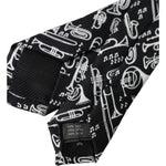 Dolce & Gabbana Black Trumpet Print Silk Adjustable Tie Dolce & Gabbana Gray