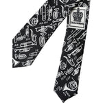 Dolce & Gabbana Black Trumpet Print Silk Adjustable Tie Dolce & Gabbana Light Gray