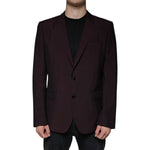 Dolce & Gabbana Bordeaux Wool Single Breasted Dress Blazer Dolce & Gabbana Black