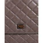 Dolce & Gabbana Brown Quilted Leather Shoulder Purse Satchel Bag Dolce & Gabbana Dim Gray