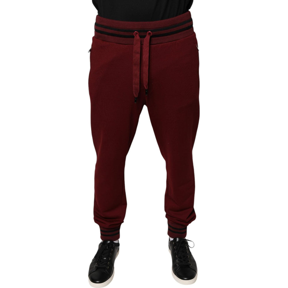 Dolce & Gabbana Dark Red Cotton Men Jogger Sweatpants Pants PAN75562-50
